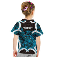 Kikorangi Aotearoa Atua Tumatauenga Personalised Kid T Shirt Maori God Of War Tiki With Taiaha LT14 - Polynesian Pride