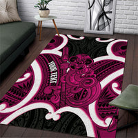 Mawhero Aotearoa Atua Tumatauenga Personalised Area Rug Maori God Of War Tiki With Taiaha LT14 Pink - Polynesian Pride