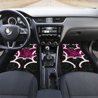 Mawhero Aotearoa Atua Tumatauenga Personalised Car Mats Maori God Of War Tiki With Taiaha LT14 Set 2pcs - Front Pink - Polynesian Pride