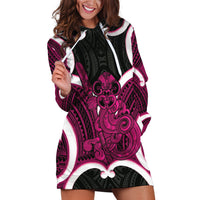 Mawhero Aotearoa Atua Tumatauenga Personalised Hoodie Dress Maori God Of War Tiki With Taiaha LT14 Pink - Polynesian Pride
