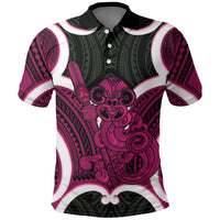 Mawhero Aotearoa Atua Tumatauenga Personalised Polo Shirt Maori God Of War Tiki With Taiaha LT14 Pink - Polynesian Pride