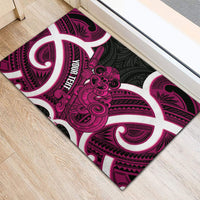 Mawhero Aotearoa Atua Tumatauenga Personalised Rubber Doormat Maori God Of War Tiki With Taiaha LT14 - Polynesian Pride