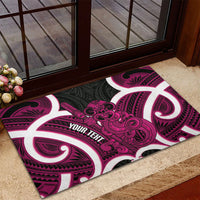 Mawhero Aotearoa Atua Tumatauenga Personalised Rubber Doormat Maori God Of War Tiki With Taiaha LT14 - Polynesian Pride