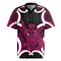 Mawhero Aotearoa Atua Tumatauenga Personalised Rugby Jersey Maori God Of War Tiki With Taiaha LT14 Pink - Polynesian Pride