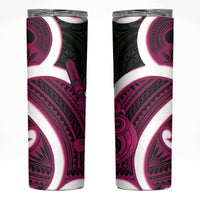 Mawhero Aotearoa Atua Tumatauenga Skinny Tumbler Maori God Of War Tiki With Taiaha LT14 Pink - Polynesian Pride