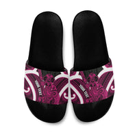 Mawhero Aotearoa Atua Tumatauenga Personalised Slide Sandals Maori God Of War Tiki With Taiaha LT14 Pink - Polynesian Pride