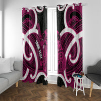 Mawhero Aotearoa Atua Tumatauenga Personalised Window Curtain Maori God Of War Tiki With Taiaha LT14 With Grommets Pink - Polynesian Pride
