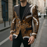 Karaka Aotearoa Atua Tumatauenga Personalised Blazer Maori God Of War Tiki With Taiaha LT14 - Polynesian Pride
