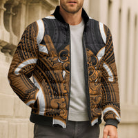 Karaka Aotearoa Atua Tumatauenga Personalised Bomber Puffer Jacket Maori God Of War Tiki With Taiaha LT14 - Polynesian Pride
