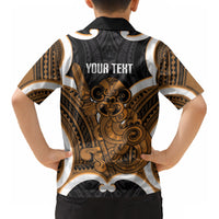 Karaka Aotearoa Atua Tumatauenga Personalised Kid Hawaiian Shirt Maori God Of War Tiki With Taiaha LT14 - Polynesian Pride