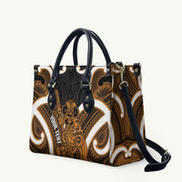 Karaka Aotearoa Atua Tumatauenga Personalised Leather Bag Maori God Of War Tiki With Taiaha LT14 Orange - Polynesian Pride