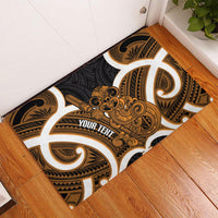 Karaka Aotearoa Atua Tumatauenga Personalised Rubber Doormat Maori God Of War Tiki With Taiaha LT14 - Polynesian Pride