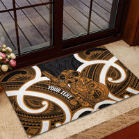 Karaka Aotearoa Atua Tumatauenga Personalised Rubber Doormat Maori God Of War Tiki With Taiaha LT14 - Polynesian Pride