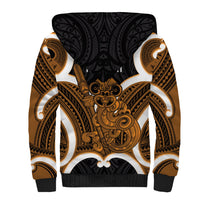 Karaka Aotearoa Atua Tumatauenga Personalised Sherpa Hoodie Maori God Of War Tiki With Taiaha LT14 - Polynesian Pride