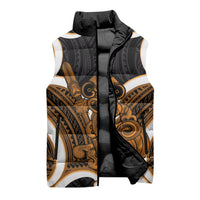 Karaka Aotearoa Atua Tumatauenga Personalised Sleeveless Puffer Jacket Maori God Of War Tiki With Taiaha LT14 - Polynesian Pride