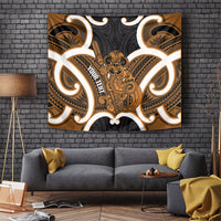 Karaka Aotearoa Atua Tumatauenga Personalised Tapestry Maori God Of War Tiki With Taiaha LT14 Orange - Polynesian Pride