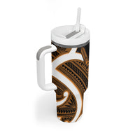 Karaka Aotearoa Atua Tumatauenga Tumbler With Handle Maori God Of War Tiki With Taiaha LT14 - Polynesian Pride