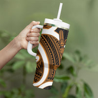 Karaka Aotearoa Atua Tumatauenga Tumbler With Handle Maori God Of War Tiki With Taiaha LT14 - Polynesian Pride