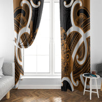 Karaka Aotearoa Atua Tumatauenga Personalised Window Curtain Maori God Of War Tiki With Taiaha LT14 - Polynesian Pride
