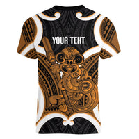 Karaka Aotearoa Atua Tumatauenga Personalised Women V-Neck T-Shirt Maori God Of War Tiki With Taiaha LT14 - Polynesian Pride