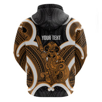 Karaka Aotearoa Atua Tumatauenga Personalised Zip Hoodie Maori God Of War Tiki With Taiaha LT14 - Polynesian Pride