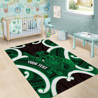 Kakariki Aotearoa Atua Tumatauenga Personalised Area Rug Maori God Of War Tiki With Taiaha LT14 - Polynesian Pride