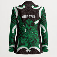 Kakariki Aotearoa Atua Tumatauenga Personalised Blazer Maori God Of War Tiki With Taiaha LT14 - Polynesian Pride
