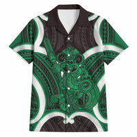 Kakariki Aotearoa Atua Tumatauenga Personalised Hawaiian Shirt Maori God Of War Tiki With Taiaha LT14 Green - Polynesian Pride