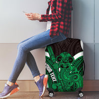 Kakariki Aotearoa Atua Tumatauenga Personalised Luggage Cover Maori God Of War Tiki With Taiaha LT14 - Polynesian Pride