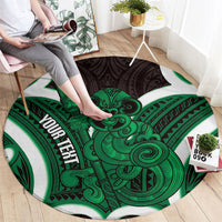 Kakariki Aotearoa Atua Tumatauenga Personalised Round Carpet Maori God Of War Tiki With Taiaha LT14 - Polynesian Pride