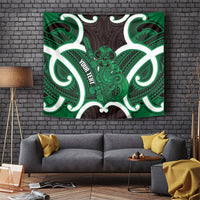 Kakariki Aotearoa Atua Tumatauenga Personalised Tapestry Maori God Of War Tiki With Taiaha LT14 Green - Polynesian Pride