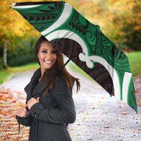 Kakariki Aotearoa Atua Tumatauenga Personalised Umbrella Maori God Of War Tiki With Taiaha LT14 - Polynesian Pride
