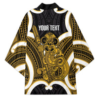 Kowhai Aotearoa Atua Tumatauenga Personalised Kimono Maori God Of War Tiki With Taiaha LT14 - Polynesian Pride