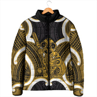 Kowhai Aotearoa Atua Tumatauenga Personalised Padded Jacket Maori God Of War Tiki With Taiaha LT14 - Polynesian Pride