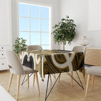 Kowhai Aotearoa Atua Tumatauenga Personalised Tablecloth Maori God Of War Tiki With Taiaha LT14 - Polynesian Pride