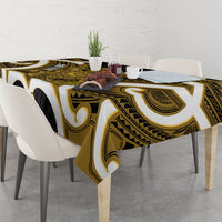 Kowhai Aotearoa Atua Tumatauenga Personalised Tablecloth Maori God Of War Tiki With Taiaha LT14 - Polynesian Pride