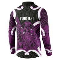 Waiporoporo Aotearoa Atua Tumatauenga Personalised Button Sweatshirt Maori God Of War Tiki With Taiaha LT14 - Polynesian Pride