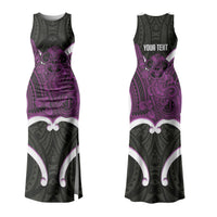 Waiporoporo Aotearoa Atua Tumatauenga Personalised Couples Matching Tank Maxi Dress and Hawaiian Shirt Maori God Of War Tiki With Taiaha LT14 - Polynesian Pride