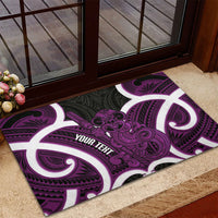 Waiporoporo Aotearoa Atua Tumatauenga Personalised Rubber Doormat Maori God Of War Tiki With Taiaha LT14 - Polynesian Pride
