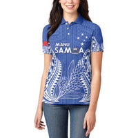 Custom Manu Samoa Rugby 2024 Women Polo Shirt Go Champions Samoan Tattoo