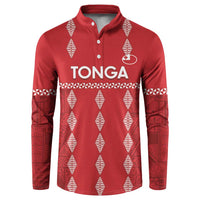 Custom Tonga Rugby 2024 Button Sweatshirt Go Champions Ikale Tahi Ngatu Pattern LT14 Red - Polynesian Pride