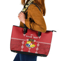 Custom Tonga Rugby 2024 Leather Tote Bag Go Champions Ikale Tahi Ngatu Pattern LT14 Red - Polynesian Pride