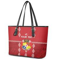 Custom Tonga Rugby 2024 Leather Tote Bag Go Champions Ikale Tahi Ngatu Pattern LT14 - Polynesian Pride