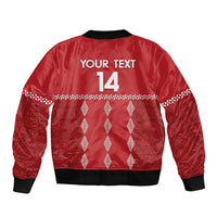 Custom Tonga Rugby 2024 Sleeve Zip Bomber Jacket Go Champions Ikale Tahi Ngatu Pattern