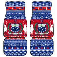 Personalised Samoa Christmas Car Mats Samoan Coat Of Arms Manuia Le Kirisimas LT14 Blue - Polynesian Pride
