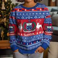 Personalised Samoa Christmas Kid Ugly Christmas Sweater Samoan Coat Of Arms Manuia Le Kirisimas LT14 - Polynesian Pride