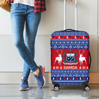 Personalised Samoa Christmas Luggage Cover Samoan Coat Of Arms Manuia Le Kirisimas LT14 - Polynesian Pride