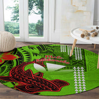 Personalised Hawaii Christmas Round Carpet Mele Kalikimaka Kakau Polynesian Shark Tattoo LT14 - Polynesian Pride