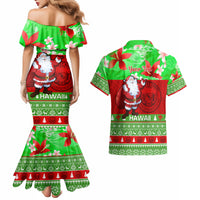 Personalised Hawaii Christmas Couples Matching Mermaid Dress and Hawaiian Shirt Mele Kalikimaka Hawaiian Santa Tropical Vibes LT14 - Polynesian Pride