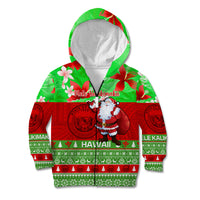 Personalised Hawaii Christmas Kid Hoodie Mele Kalikimaka Hawaiian Santa Tropical Vibes LT14 Zip Hoodie Red - Polynesian Pride